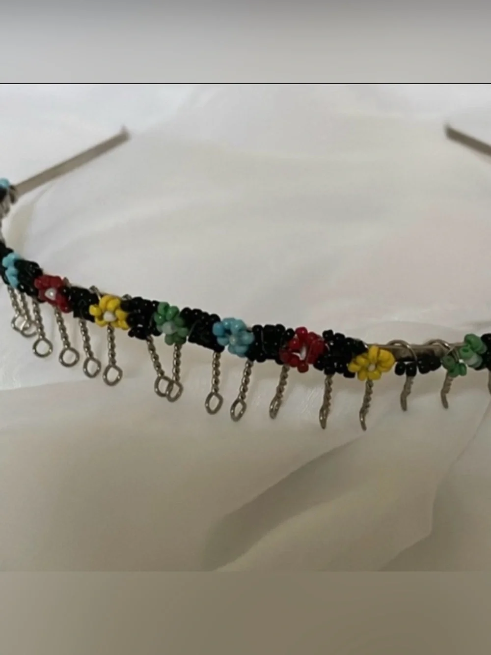 Colorful Beaded Flower Metal Headband